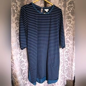 J. jill Mixed Media Shirttail Dress Striped